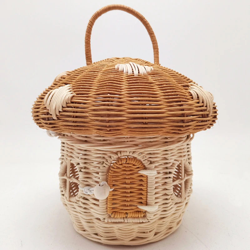 Rattan Plant Basket - Outdoor picknickmanden paddestoel opbergtas rotan geweven