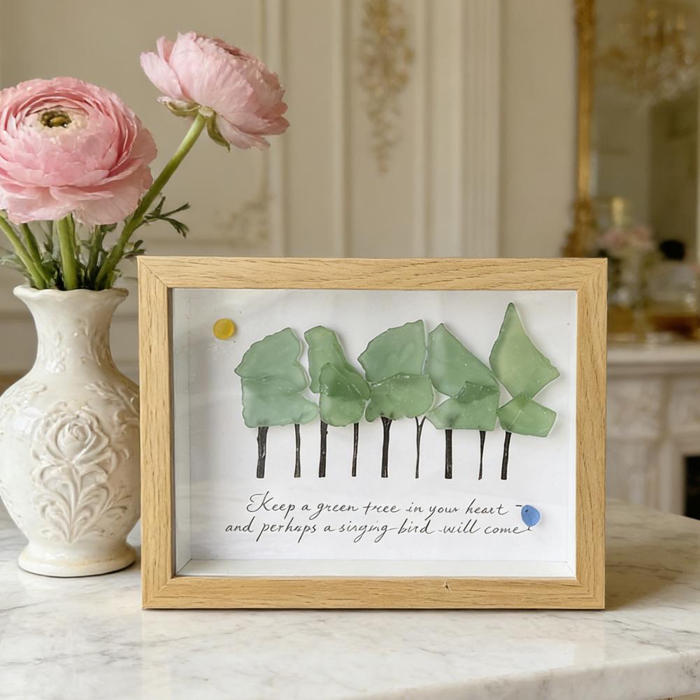 Bamboo Photo Frame - Desktop fotolijst, handgemaakte fotolijst van zeeglas,