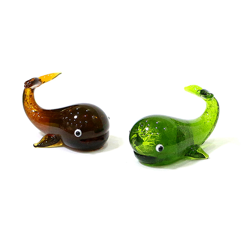 Home Decor Y2K - Murano glazen walvis miniatuur beeldje zilverfolie