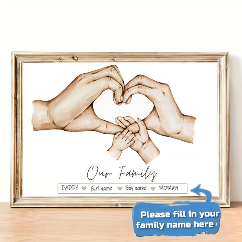 Home Decor Theme - Gepersonaliseerde aangepaste familiehandposter naam canvas schilderij