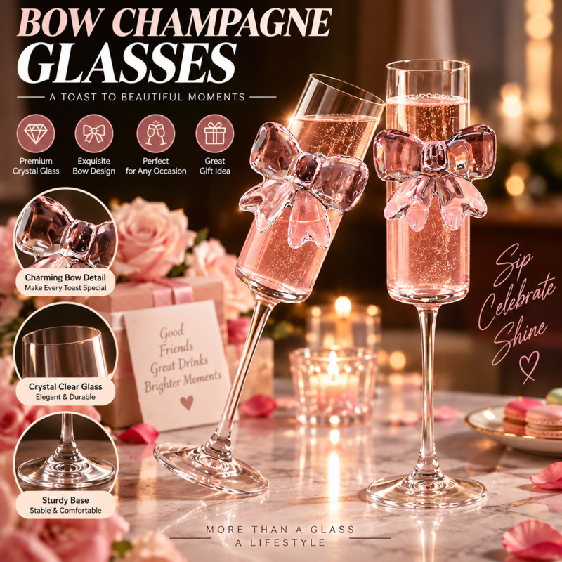 Home Decor Y2K - Champagneflûtes met strik, glazen voor bruiloften,