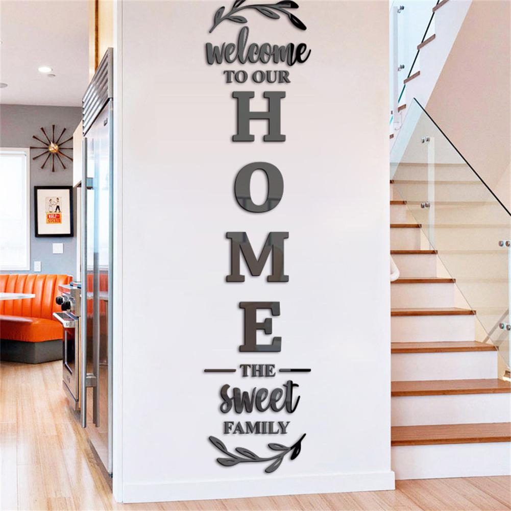 Home Decor Y2K - Engelse letters 3D spiegel muursticker, zelfklevende