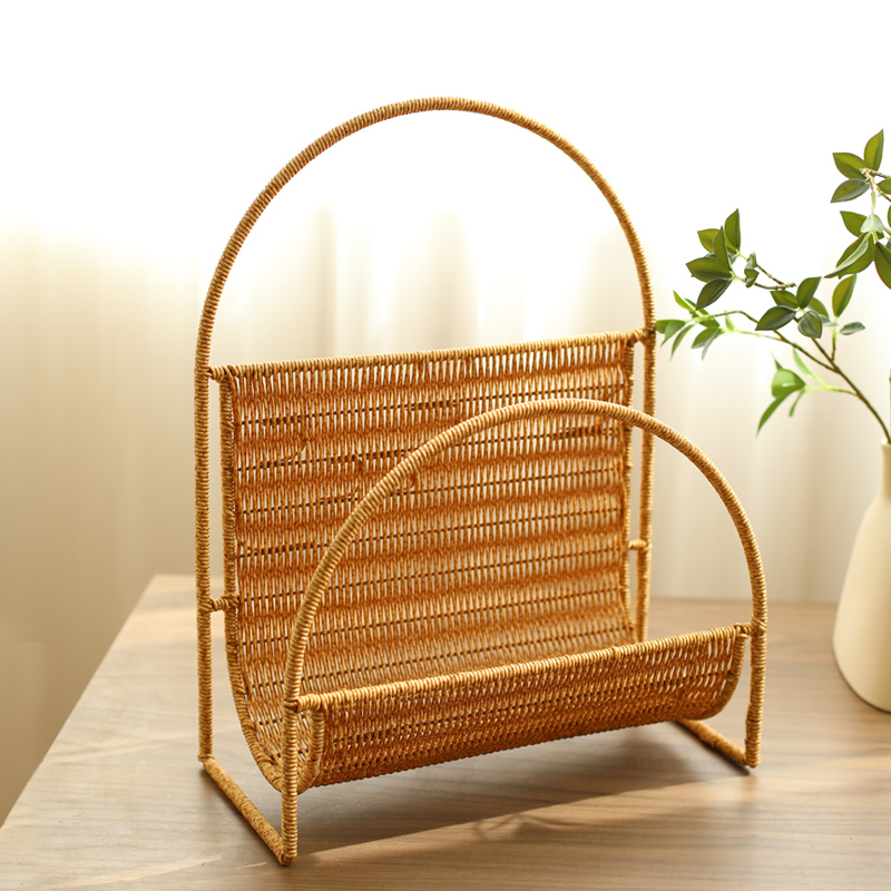 Home Decor Magazine - Ins tijdschriftenrek met rotan accenten, handgemaakte