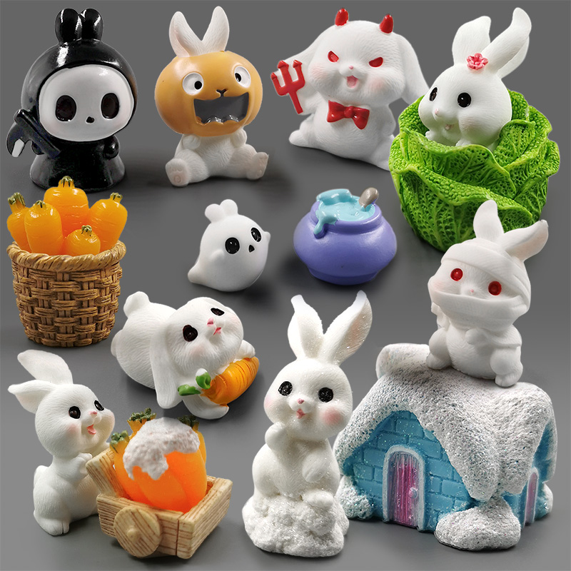 Home Decor Za - Halloween Kerstmis Pasen Wit Konijn Beeldje