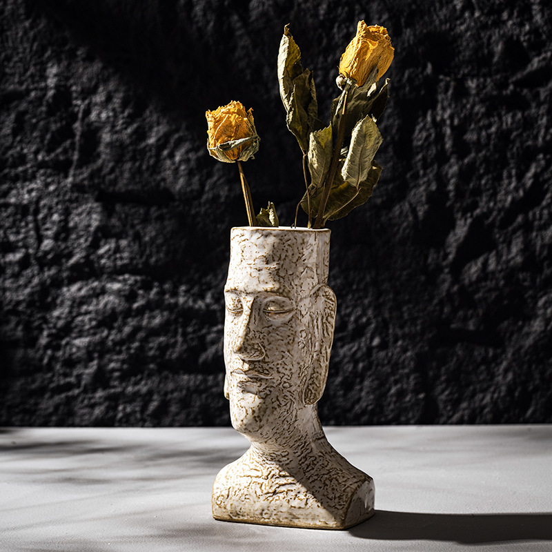 Pampas Grass Decor - Capiron Moai Vaas Keramische Beeldjes Voor
