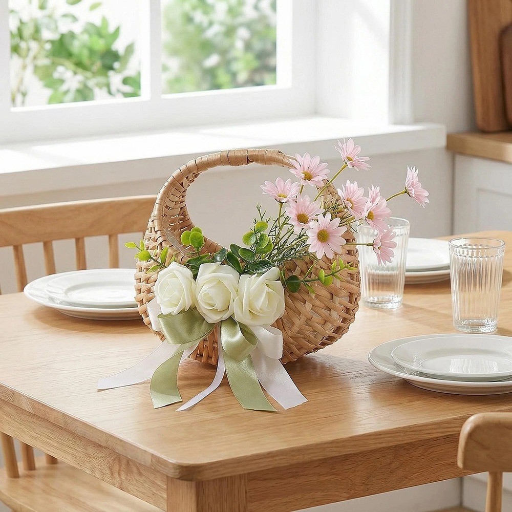 Rotan bloemenmeisjesmand met r - Rattan Plant Basket recensie en prijs
