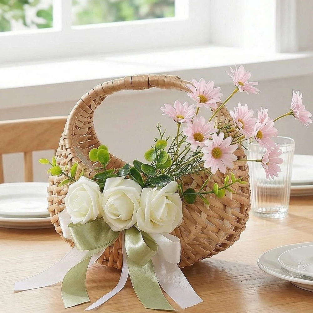 Rotan bloemenmeisjesmand met r - Rattan Plant Basket recensie en prijs