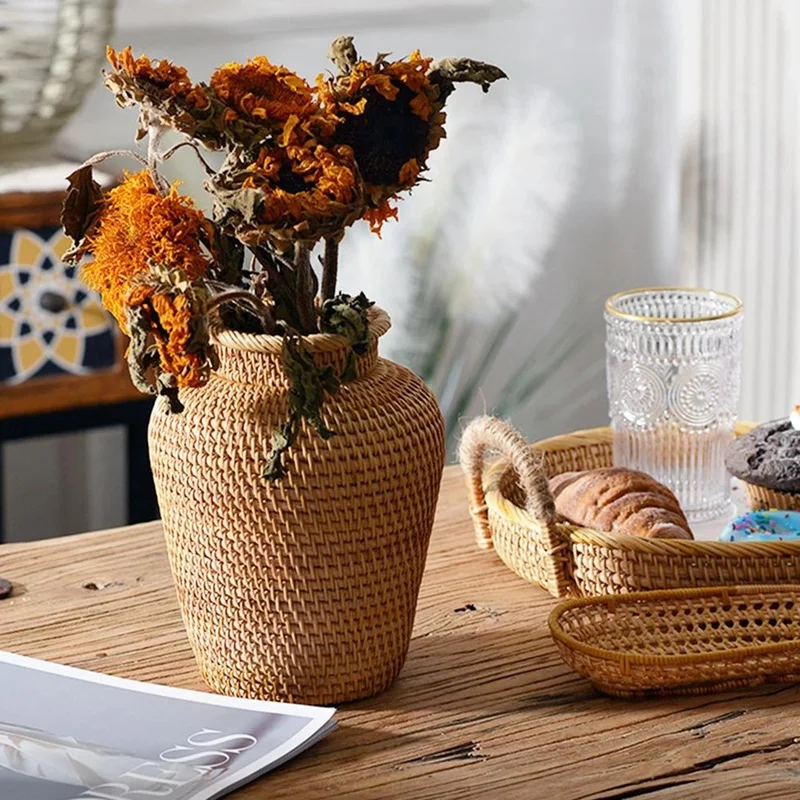 Rieten mand Rotan hangende blo - Rattan Plant Basket recensie en prijs