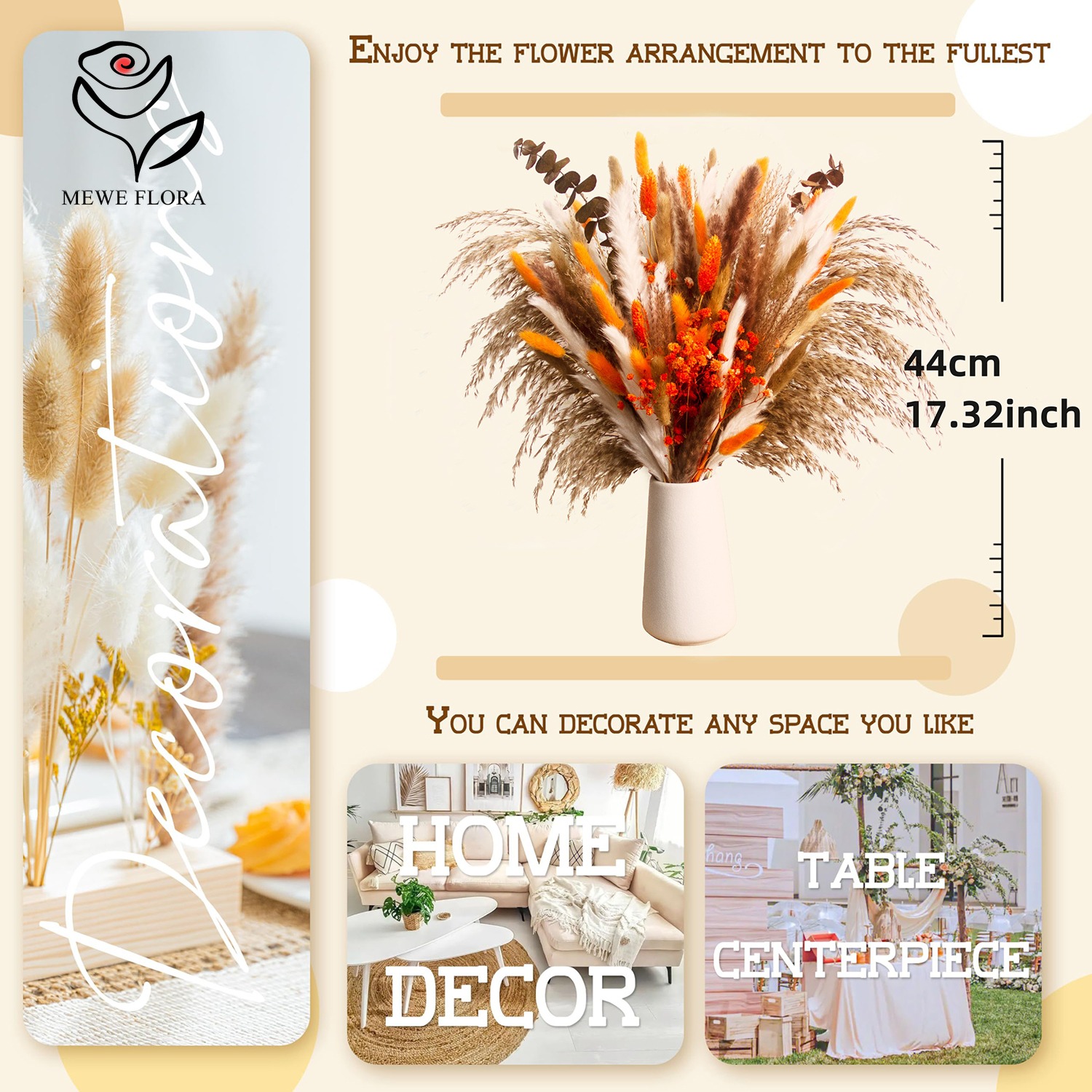 Gedroogde natuurlijke bloemen  - Pampas Grass Decor recensie en prijs